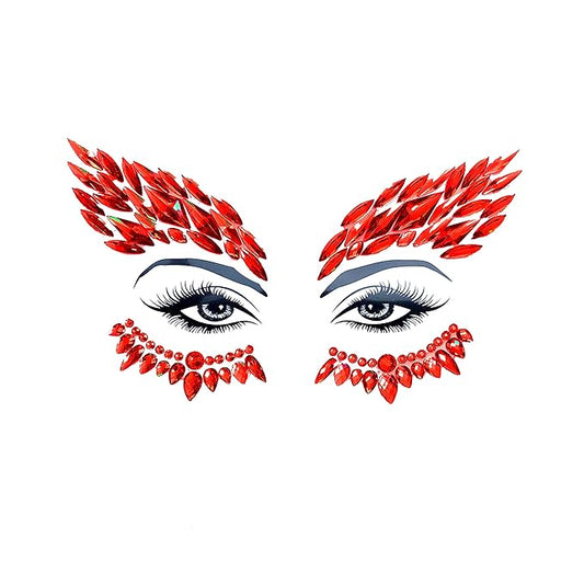 Neva Nude Devil's Advocate Red Wing Jewel Face Crystal Sticker - Face Gems for Carnivals, Halloween, Festivals, Raves, & Parties | Medical Grade Adhesive, Waterproof, & Sweatproof | Made in USA