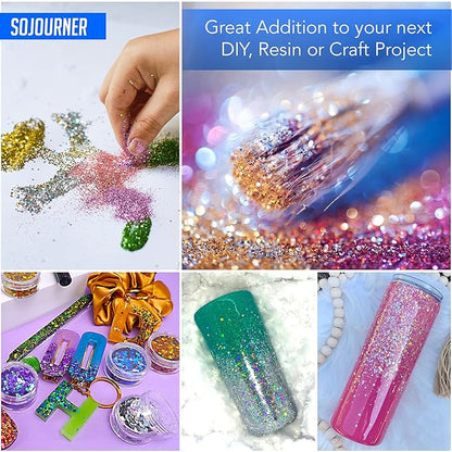 Neon Holographic Body Glitter I 12 Colors + 1 Glitter Glue for Face, Hair, Nail, Eye & Glitter Eyeshadow - Perfect for Halloween Makeup, Raves, Festivals, Resin, Tumblers, Cosmetic & Nail Art