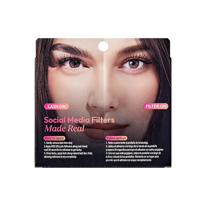 KISS Filter Lashes, AI-Inspired Delicate Wispy False Eyelashes, 1 Pair, Medium (10-12mm), Natural 3D Volume, Lightweight Look, Lash Glue Included, Bunny Pretty