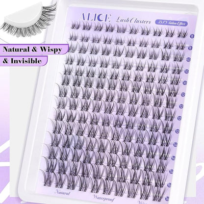 ALICE Natural Lash Clusters Lash Extensions Invisible Band Waterproof 8-16mm Cluster Eyelash Extensions Wispy Eyelash Clusters Individual Lashes Cluster Lashes