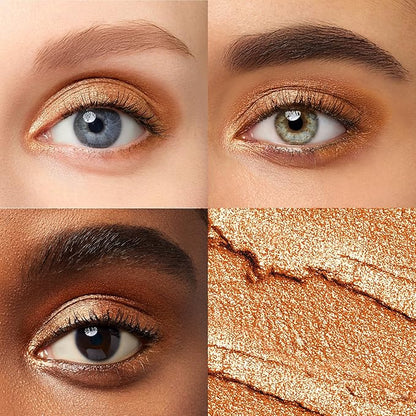 Julep Eyeshadow 101 Crème-to-Powder Eyeshadow Stick Duo + When Pencil Met Gel Sharpenable Multi-Use Longwear Eyeliner Pencil, 3pc Set - Bronze Shimmer, Soft Black & Marmalade Shimmer