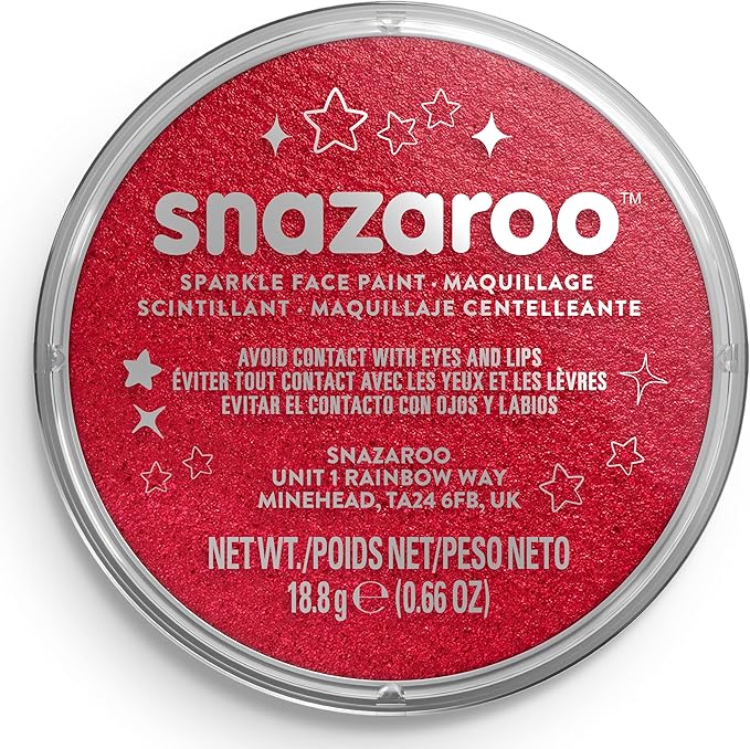 Snazaroo Sparkle Face and Body Paint, 18.8g (0.66-oz) Pot, Sparkle Red