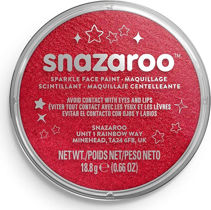 Snazaroo Sparkle Face and Body Paint, 18.8g (0.66-oz) Pot, Sparkle Red