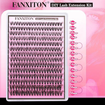 FANXITON Lash Clusters 280 Pcs Wispy Lash Clusters D 8-16 MM Mix Natural Eyelash Clusters 40D Individual Eyelash DIY Lash Extensions at Home(40D)