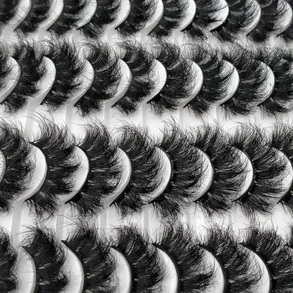 Fluffy Mink Lashes 20 Pairs Dramatic Thick 5D False Eyelashes 20mm Wispy Fake Eyelashes Pack, by Kmilro (LD05)