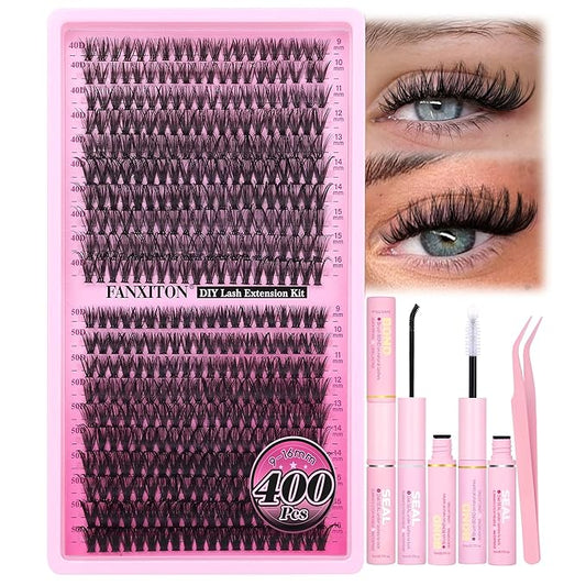 Wispy Lashes Cluster Kit Thick Eye Lash Clusters 40D+50D D 8-16mm Mix Lash Extension Kit Eyelash Clusters Volume Individual Lashes with Lash Bond and Seal and Tweezers