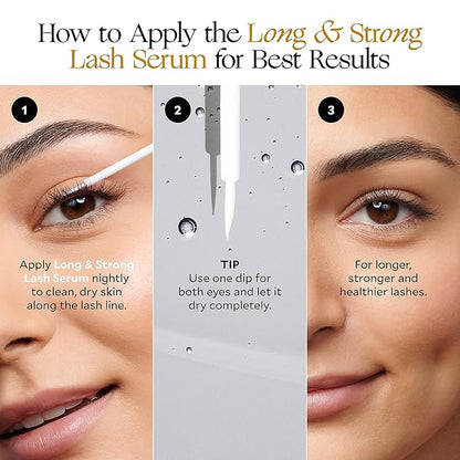 Velour Lashes Long & Strong Eyelash Serum, Fuller & Longer Looking Lashes with Peptides & Botanical Extracts, Non-Irritating Advanced Lash Enhancing Treatment, See Results in 6-12 Weeks