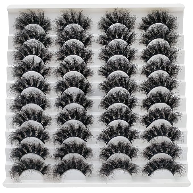Fluffy Mink Lashes 20 Pairs Dramatic Thick 5D False Eyelashes 20mm Wispy Fake Eyelashes Pack, by Kmilro (LD05)
