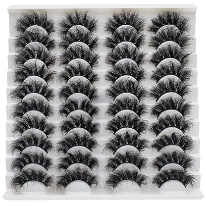 Fluffy Mink Lashes 20 Pairs Dramatic Thick 5D False Eyelashes 20mm Wispy Fake Eyelashes Pack, by Kmilro (LD05)