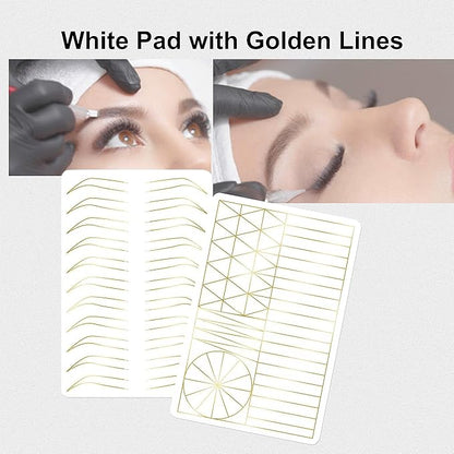 2PCS Doulbe Sides Silicone Practice Skin 1.5mm Thickness Permanent Makeup Tattoo Practice Pad for Eyebrow/Lip Practice (White Pad+Silver Line)