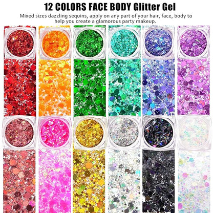 Hair Face Gems Rhinestones with Makeup Glue, Body Face Glitter Gel