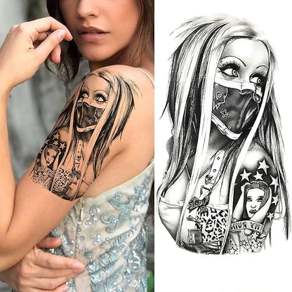 10 Sheets Realistic Tiger Temporary Tattoos Animals For Men Body Armband Soldier Fake Tatoo Stickers For Women Scorpion Wolf Deer Elk Eagle Bear Dot Adults Forearm Tattoos Girls Kids Teens.