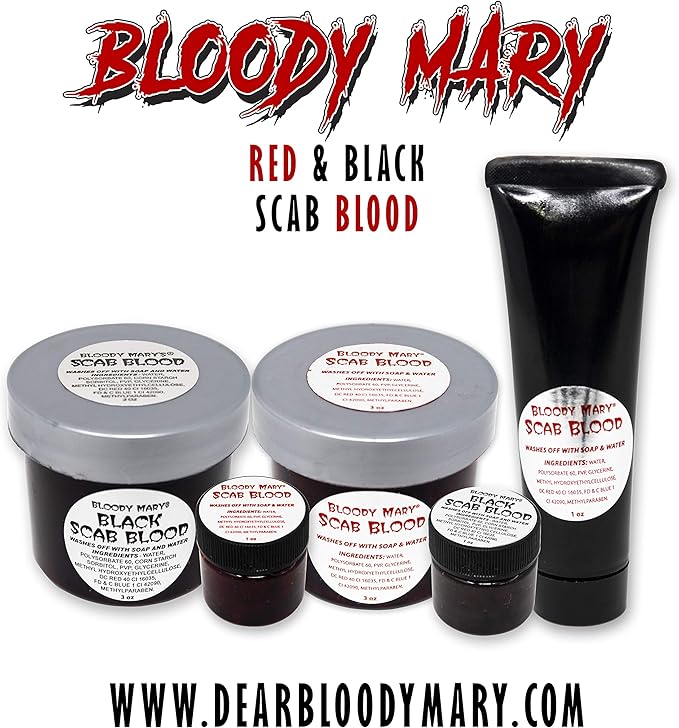 Bloody Mary Fake Scab Blood Make Up Body Paint - for Cosplay, Horror Costume, Theater Blood, Vampire Accessories, Scary Things - Skin Friendly Washable Looks Realistic Thick Blood