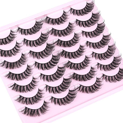 Natural False Eyelashes Cat Eye Lashes Mink Lashes Pack Wispy Fake Eyelashes 14 Pairs Strip False Lashes Multipack by TNFVLONEINS