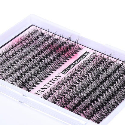 DIY Lash Extension Kit Natural Lash Clusters 30D+40D Mix 9-16 mm D lndividual Lashes Lash Remover 280 pcs Wispy Eyelash Extension Kit with Lash Bond and Seal and Lash Tweezers by FANXITON