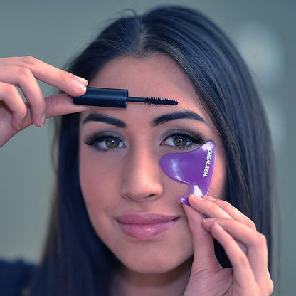 Original CreaLash Eye Shadow & Mascara Applicator - Upper & Lower Eyelash Tool for Applying Makeup - Helps Shield Face, Skin From Smears - 1 Reusable Purple Stencil, 6 Disposable Gray