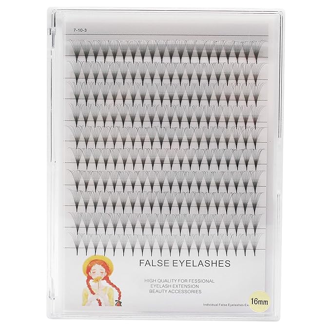 10D Large Tray 10-18mm to Choose Premade Volume Fans Eye Lashes Extensions Thickness 0.07mm D Curl Natural Long Individual False Eyelashes Cluster (16mm)