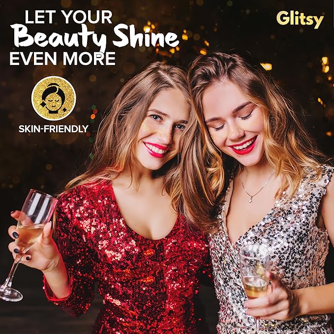Makeup Patches, Instant Glow Cosmetic Face Glitter, Cute maquillage Accessories for Women, Facial Makeup Glitters, Bachelorette Party Mask, Waterproof Glitter Speckles for Face (Gold)
