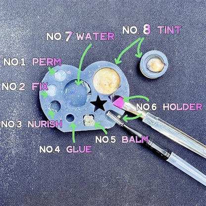 Lash Lift and Tint Palette Eyelash Perm Brow Lamination Lotion Container Tint Dye Mixing Dish Tattoo Ink Cup, Nail Glitter Palettes, Lash Lift Adhesives Tray. 2 Size Silicone Lami Mia Plate Tab