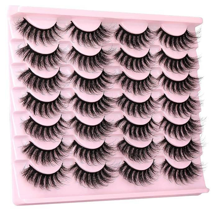 Natural False Eyelashes Wispy Mink Lashes 16mm Cat Eye Lashes Natural Look Eye lash Like Extensions 5D Volume Strip Fake Eyelashes Pack by TNFVLONEINS