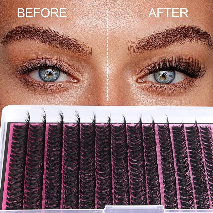 FANXITON Lash Clusters 280 Pcs Wispy Lash Clusters D 8-18 MM Mix Volume Thick Eyelash Clusters 50D Long Individual Eyelash DIY Lash Extensions at Home(50D)