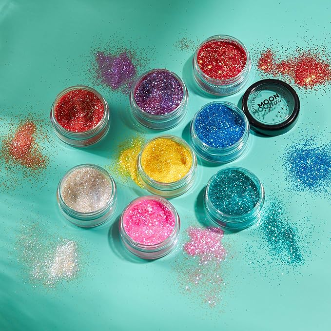 Iridescent Glitter Shakers by Moon Glitter – 100% Cosmetic Glitter for Face, Body, Nails, Hair and Lips - 5g - Pink
