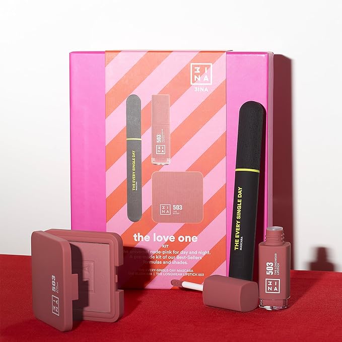 3INA The Love One Kit 0.23oz Every Single Day Mascara, 0.25oz Longwear Lipstick - 503, 0.2oz The Blush - 503 Women 3 Pc