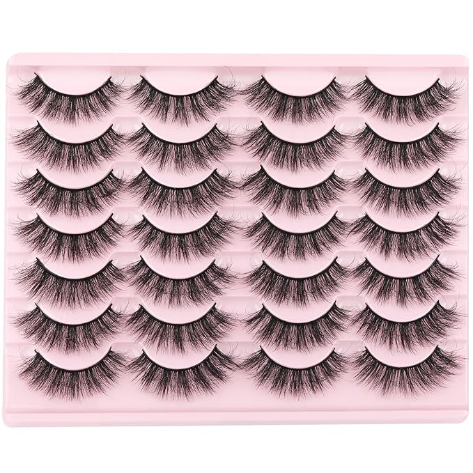 Wispy False Eyelashes Cat Eye Lashes Natural Look Mink Lashes 16mm Strip Eyelashes Pack Wholesale 14 Pairs 4D Volume Multipack by TNFVLONEINS