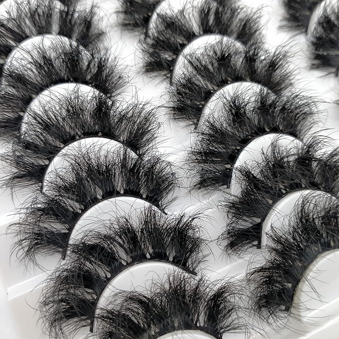 Fluffy Mink Lashes 20 Pairs Dramatic Thick 5D False Eyelashes 20mm Wispy Fake Eyelashes Pack, by Kmilro (LD05)