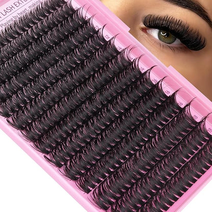Geeneiya Full Lash Extension Kit 10-18MM Volume Eyelash Extension Kit D Curl Cluster Lashes Individual Eyelashes Kit with Waterproof Lash Bond and Seal, Lash Tweezers (10-18MM, 280Pcs, 70P)