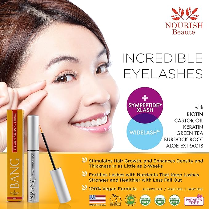 Nourish Beaute Bang Eyelash Enhancer Growth Serum – Eye Lash Growing Serum – New, Improved and Reformulated