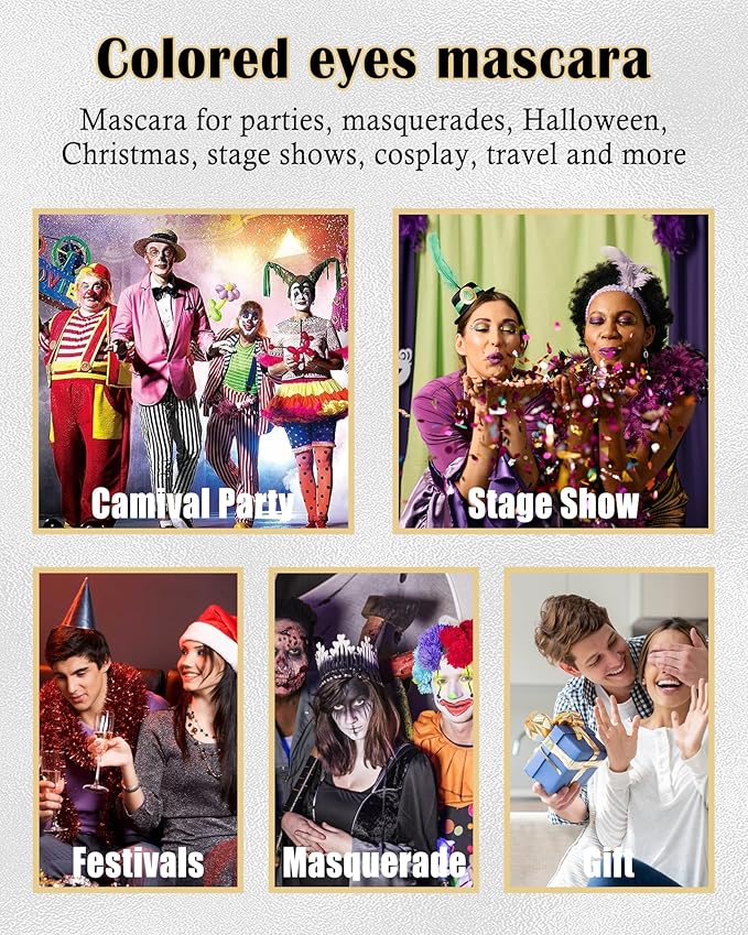 3 Colors Waterproof Mascara Set -Blue Green Purple Colored Mascara for Eyelashes, Long Lasting Curling Tube Máscara Volume and Length, High Pigment Lash Colorful Makeup for Cosplay Party-B