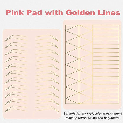 2PCS Doulbe Sides Silicone Practice Skin 1.5mm Thickness Permanent Makeup Tattoo Practice Pad for Eyebrow/Lip Practice (White Pad+Silver Line)