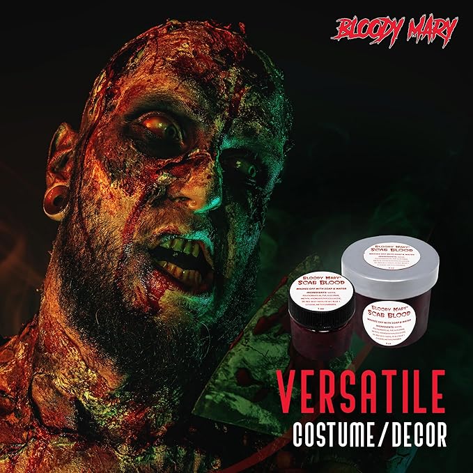 Bloody Mary Fake Scab Blood Make Up Body Paint - for Cosplay, Horror Costume, Theater Blood, Vampire Accessories, Scary Things - Skin Friendly Washable Looks Realistic Thick Blood