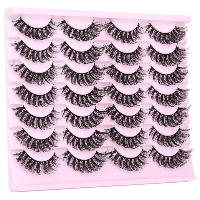 Natural False Eyelashes Cat Eye Lashes Mink Lashes Pack Wispy Fake Eyelashes 14 Pairs Strip False Lashes Multipack by TNFVLONEINS