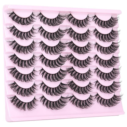 Natural False Eyelashes Cat Eye Lashes Mink Lashes Pack Wispy Fake Eyelashes 14 Pairs Strip False Lashes Multipack by TNFVLONEINS