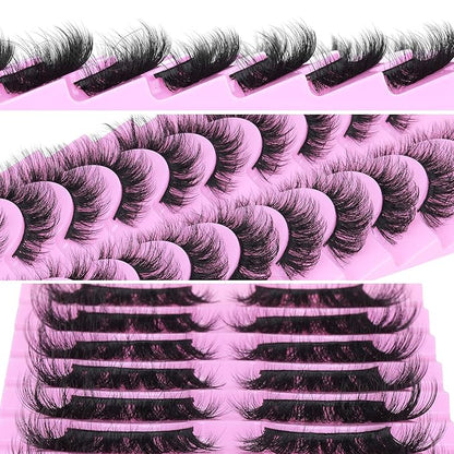 TNFVLONEINS Wispy Lashes Natural Look Eye Lashes Mink 10 Pairs False Eyelashes Pack 4D Volume Strip Fake Eyelashes Like Lash Extension(12-16mm)