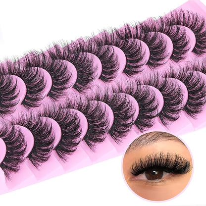 Wispy False Eyelashes Mink Lashes Natural Look Cat Eye Lashes Pack 10 Pairs Fake Eyelashes Like Extensions 5D Volume Strip Lashes 18mm Mink Eyelashes by TNFVLONEINS