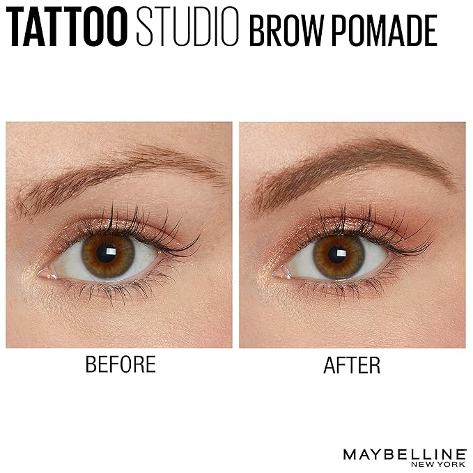 Maybelline TattooStudio Brow Pomade Long Lasting, Buildable, Eyebrow Makeup, Blonde, 1 Count