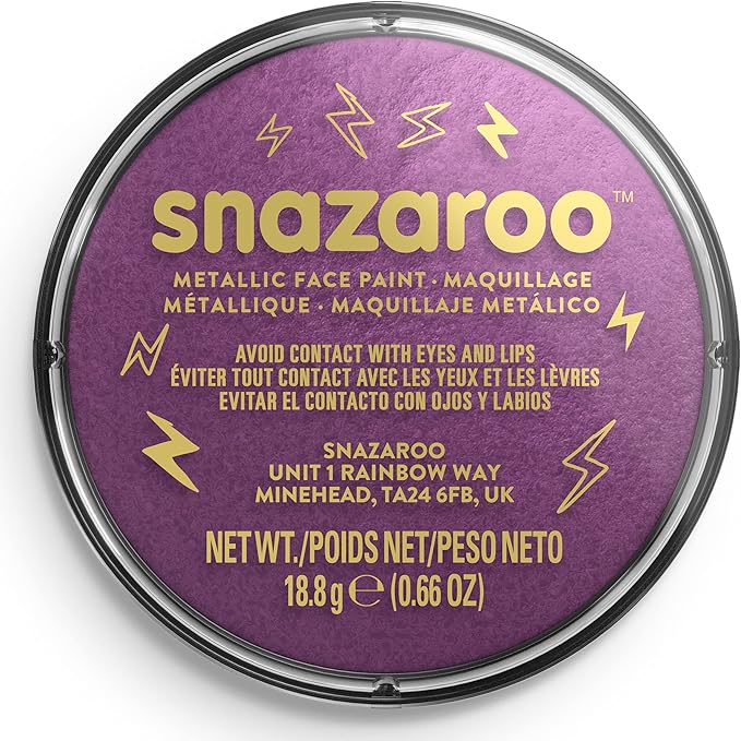 Snazaroo Metallic Face and Body Paint, 18.8g (0.66-oz) Pot, Electric Purple