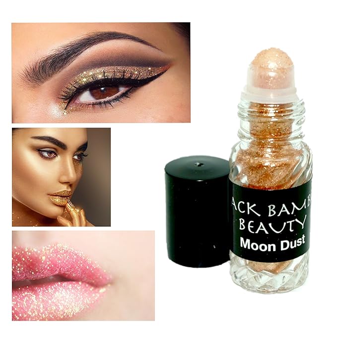Black Bamboo Gold Body Glitter and Lipstick Set | Includes Gold Sparkle Lipstick and Shimmering Glitter Roll-On | Use on Lips, Eyes and Face | Perfect for Parties, Celebrations or Holiday Gifts