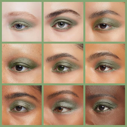Jade Green Shimmering Eucalyptus Olive Soft Pressed Powder Single Vegan Eyeshadow; Talc, Paraben & Cruelty Free