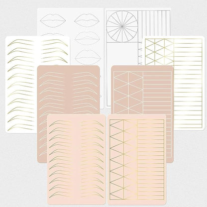 2PCS Doulbe Sides Silicone Practice Skin 1.5mm Thickness Permanent Makeup Tattoo Practice Pad for Eyebrow/Lip Practice (White Pad+Golden Line)