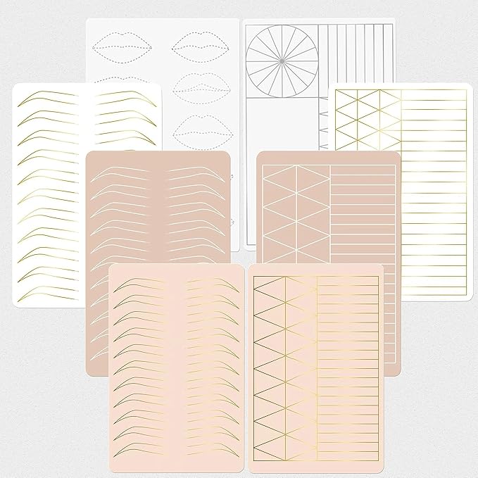 2PCS Doulbe Sides Silicone Practice Skin 1.5mm Thickness Permanent Makeup Tattoo Practice Pad for Eyebrow/Lip Practice (White Pad+Silver Line)