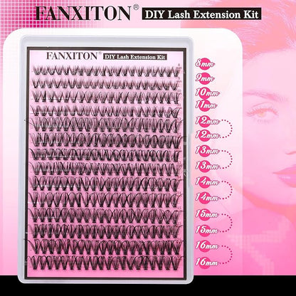 FANXITON Lash Clusters 280 Pcs Wispy Lash Clusters D 8-16 MM Natural Eyelash Clusters 30D Individual Eyelash DIY Lash Extensions at Home (30D)