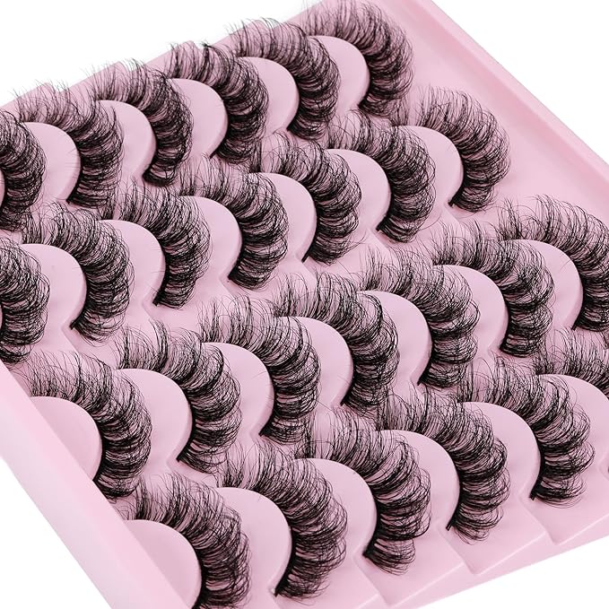 TNFVLONEINS False Eyelashes Wispy Mink Lashes Natural Look Fake Eyelashes 16mm Natural Lashes That Look Like Extensions Lashes Pack