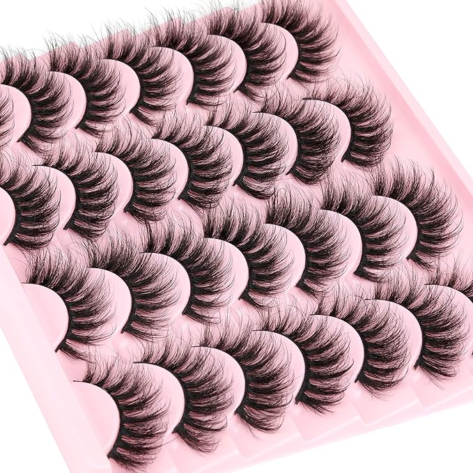 Natural False Eyelashes Wispy Mink Lashes 16mm Cat Eye Lashes Natural Look Eye lash Like Extensions 5D Volume Strip Fake Eyelashes Pack by TNFVLONEINS