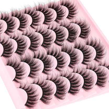 Natural False Eyelashes Wispy Mink Lashes 16mm Cat Eye Lashes Natural Look Eye lash Like Extensions 5D Volume Strip Fake Eyelashes Pack by TNFVLONEINS