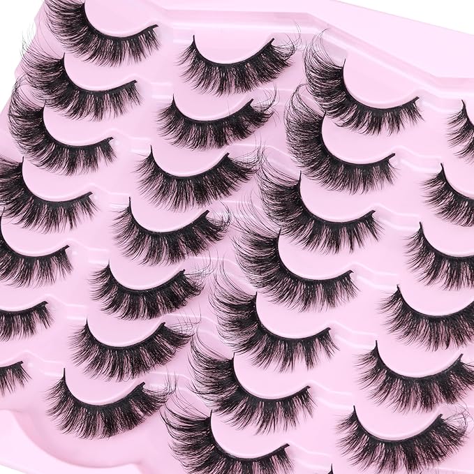 Fox Eye Lashes Mink Lashes Wispy 14 Pairs Cat Eye Lashes Strip False Eyelashes Natural Fake Eyelashes Pack by TNFVLONEINS
