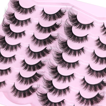 Fox Eye Lashes Mink Lashes Wispy 14 Pairs Cat Eye Lashes Strip False Eyelashes Natural Fake Eyelashes Pack by TNFVLONEINS